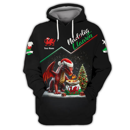 Welsh Christmas Celebration 3D Shirt Personalized Name Gif For Welsh Lovers