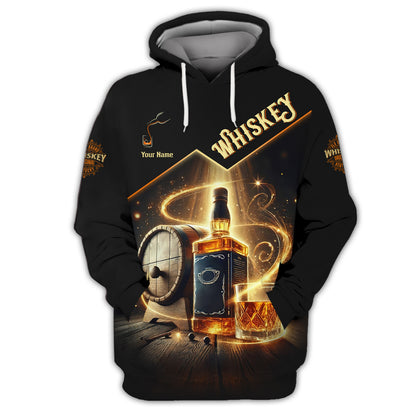 3D Full Print Whiskey With Barrel T-Shirts Personalized Name Gift For Wine Lovers