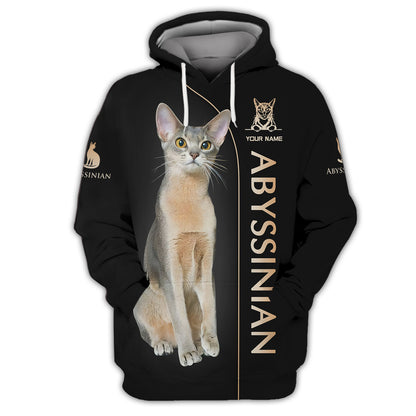 Custom 3D Printed Abyssinian Cat T-Shirts Personalized Name Gift For Cat Lovers