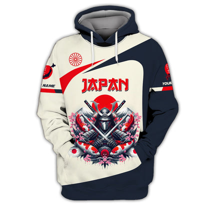 Japan Custom Zipper Hoodie Samurai With Koi Fish 3D Shirt Gift For Japanese Lover