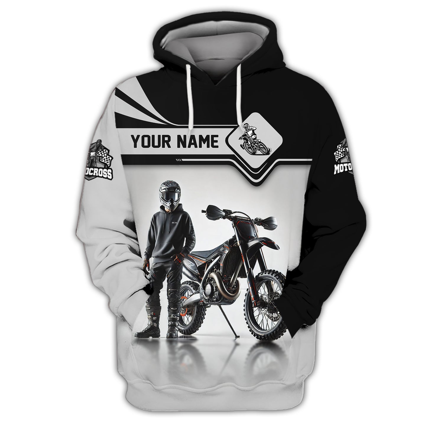 3D Full Print Motocross Zipper Hoodie Personalized Name Gift For Motocross Lovers