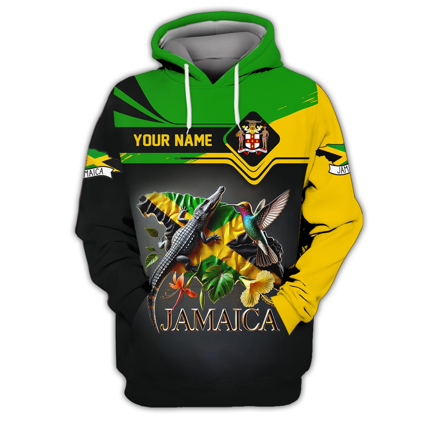 Camisetas con estampado 3D completo de guerrero cocodrilo de Jamaica, regalo con nombre personalizado para los amantes de Jamaica