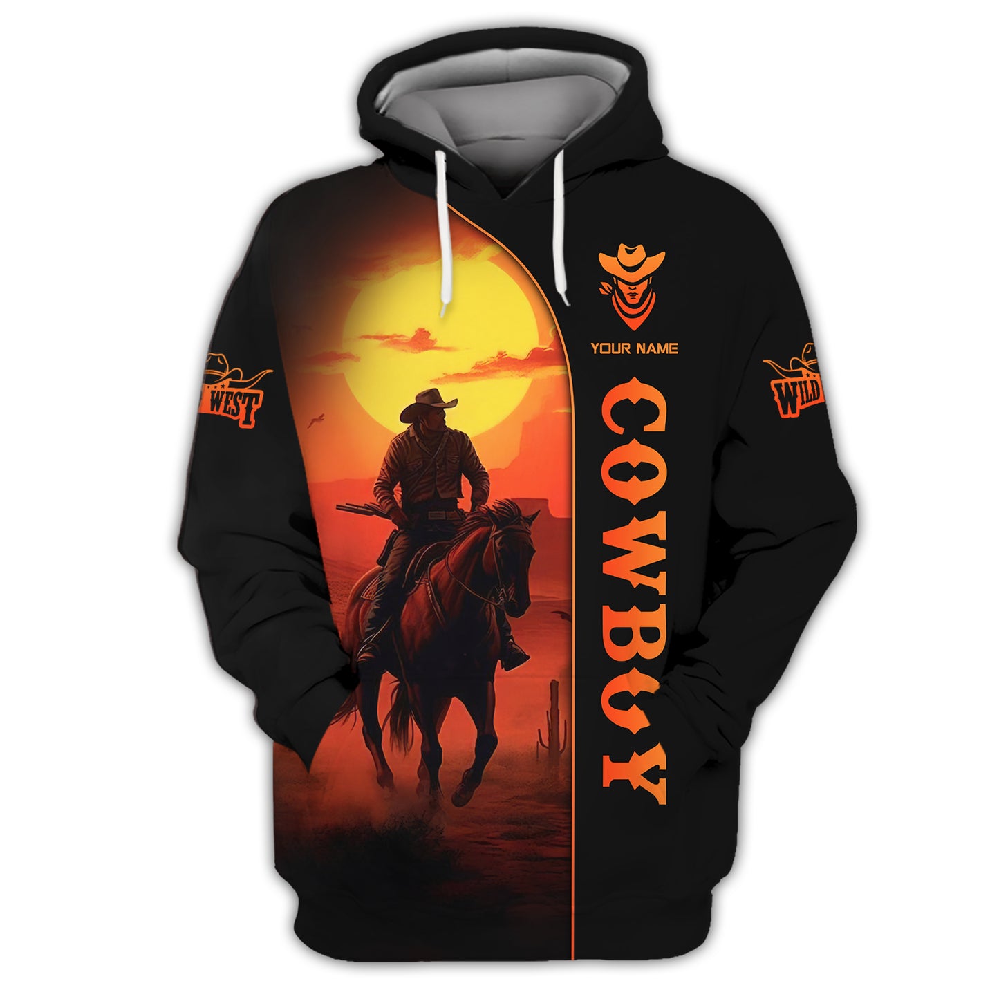 Camisetas con estampado 3D completo de vaquero montando a caballo, regalo con nombre personalizado para amantes de los vaqueros