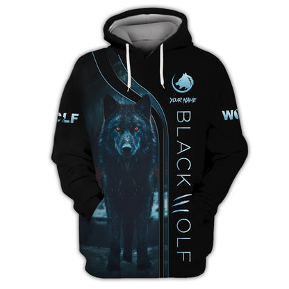 Personalized Black Wolf Zipper Hoodie - Embrace The Spirit Of The Wild