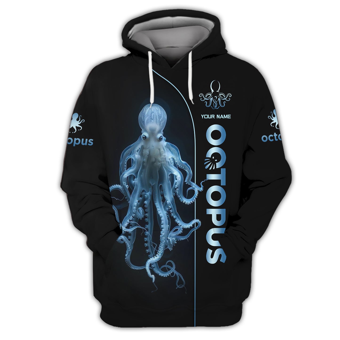 3D Full Print Octopus Zipper Hoodie Stunning Deep Sea Creature Personalized Name Gift For Octopus Lovers