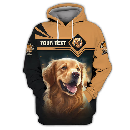 T-shirt personnalisé avec nom Golden Retriever, cadeau pour les amoureux des chiens, chemises 3D