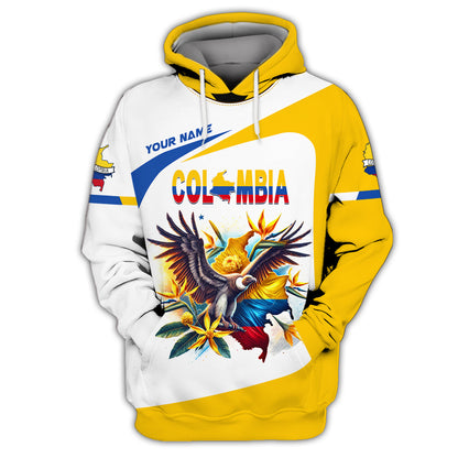 Andean Condor With Map Of Colombia Custom T-Shirts Gif For Colombian Lovers