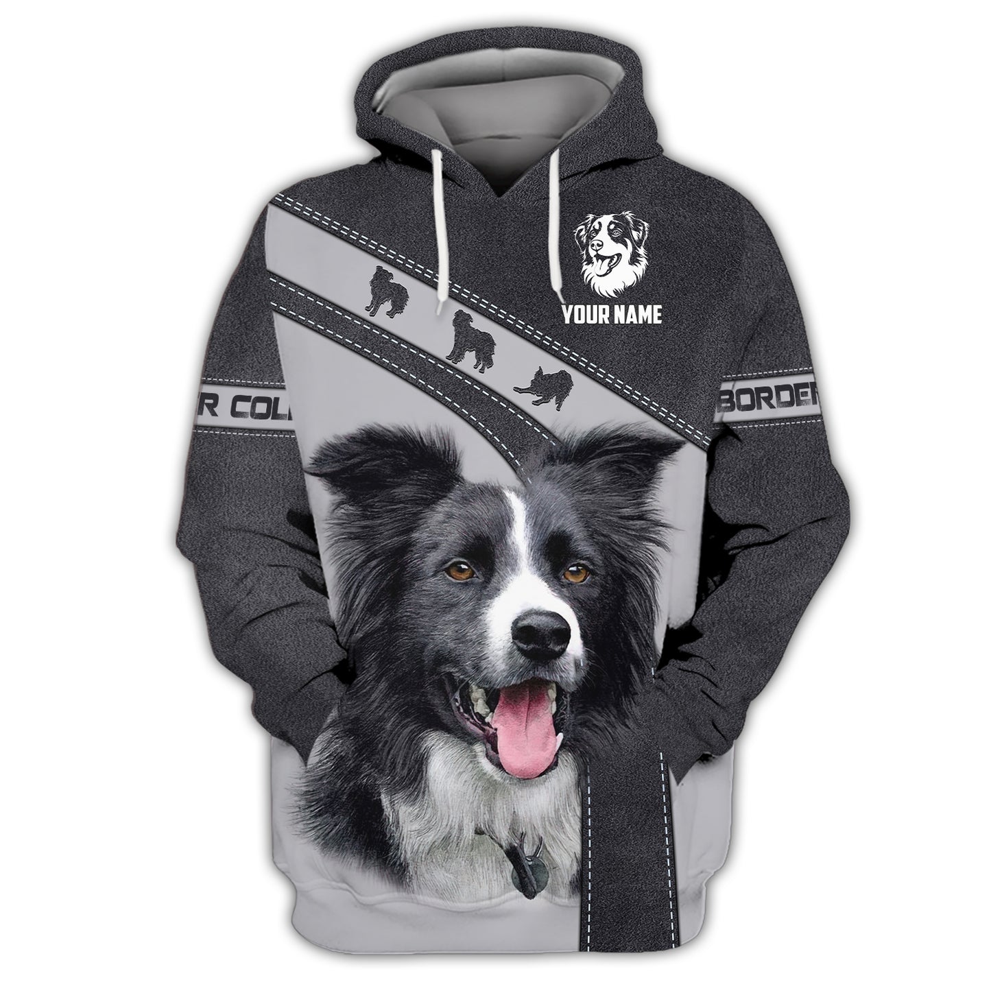 Camisetas de Border Collie con impresión 3D completa, regalo con nombre personalizado para amantes de los perros