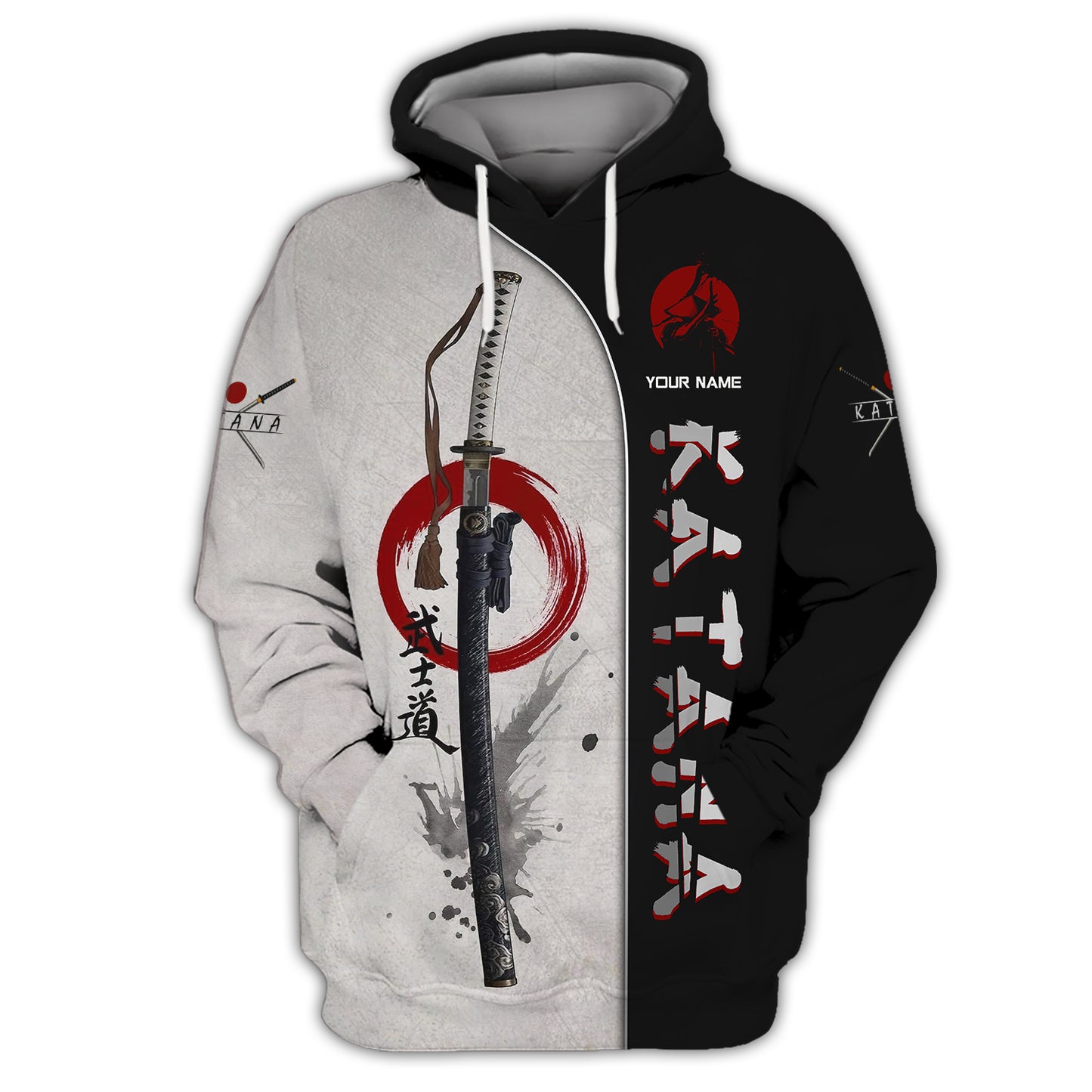 Katana Samurai 3D Full Print Zipper Hoodie Katana Shirt Gift For Katana Lovers