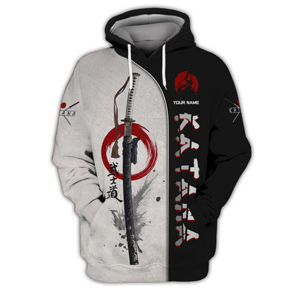 Sudadera con capucha y cremallera con estampado 3D de Katana Samurai, regalo para amantes de la Katana