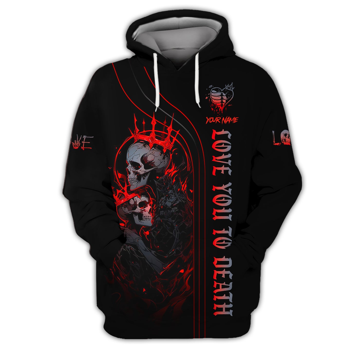 Camisetas personalizadas con calaveras Te amo hasta la muerte Camiseta 3D Regalo para amantes de las calaveras