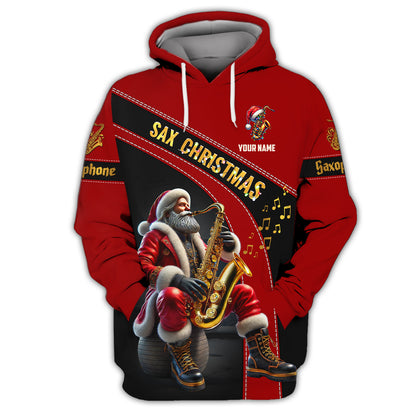 3D Full Print Christmas Saxophone T-Shirt Personalized Name Gift For Saxophone Lovers