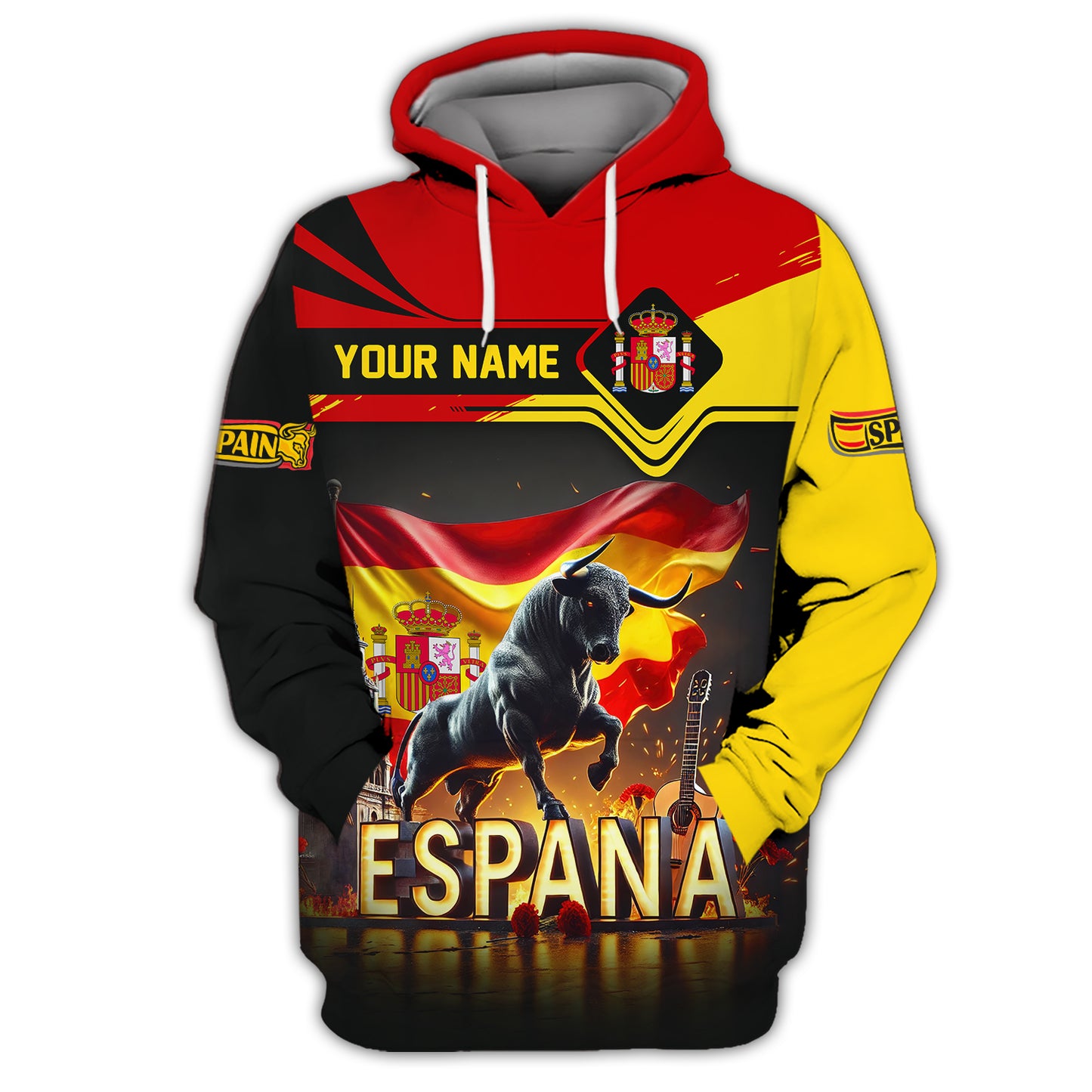 The Mighty Bull With Spanish Flag Custom Name Espana Shirt Gift For Spain Lovers