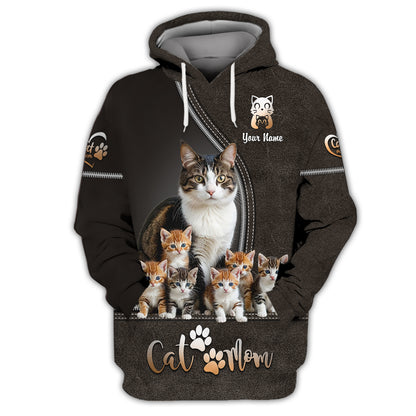 Camiseta 3D personalizada con nombre de gato negro en un frasco de flores de cerezo para amantes de los gatos