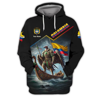 Andean Condor Warrior With Colombia Flag Custom T-Shirts Gift For Colombia Lovers