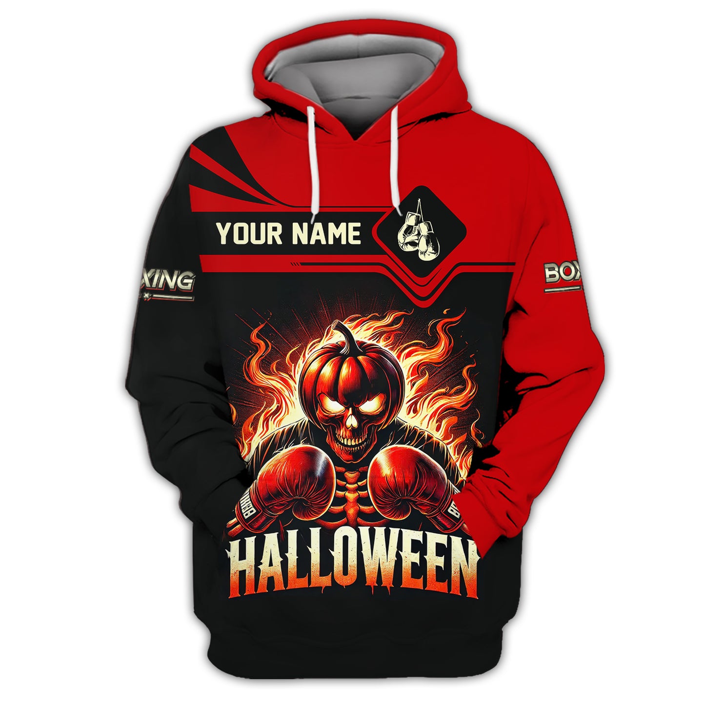 Camisetas personalizadas de Halloween, camiseta de boxeo de calabaza de Halloween en 3D, regalo para los amantes de Halloween