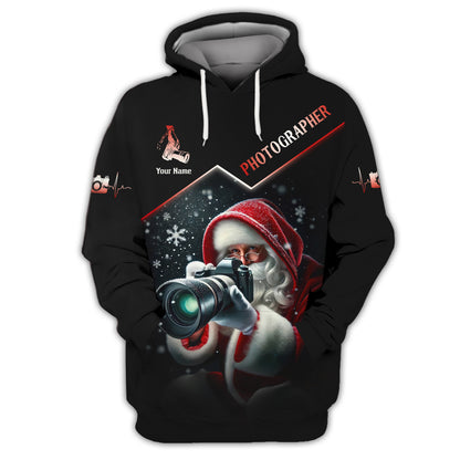 Santa Claus Photographer 3D Shirt Personalized Name Gift For Photographer Lover