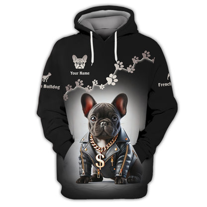 Customizable T-Shirt With Cool Gangster French Bulldog Personalized Name Gift For Dog Lovers