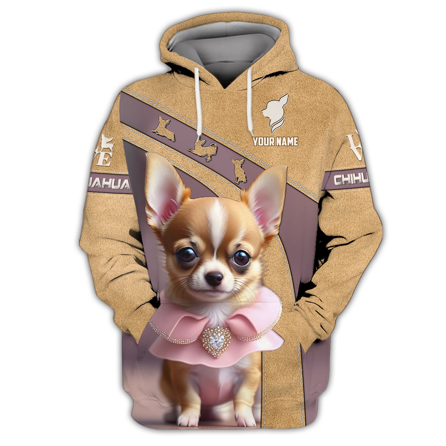 Preciosa camiseta con nombre personalizado de chihuahua, regalo para amantes de los perros, camisetas 3D