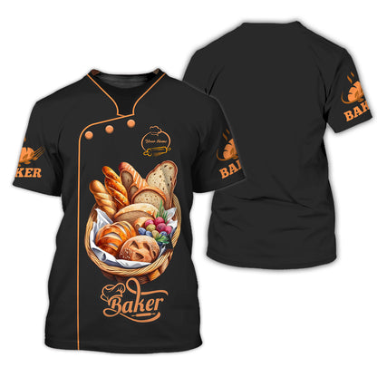 Personalized Baker Shirts - Artisan Bread and Fruit Basket Design for Bread Makers