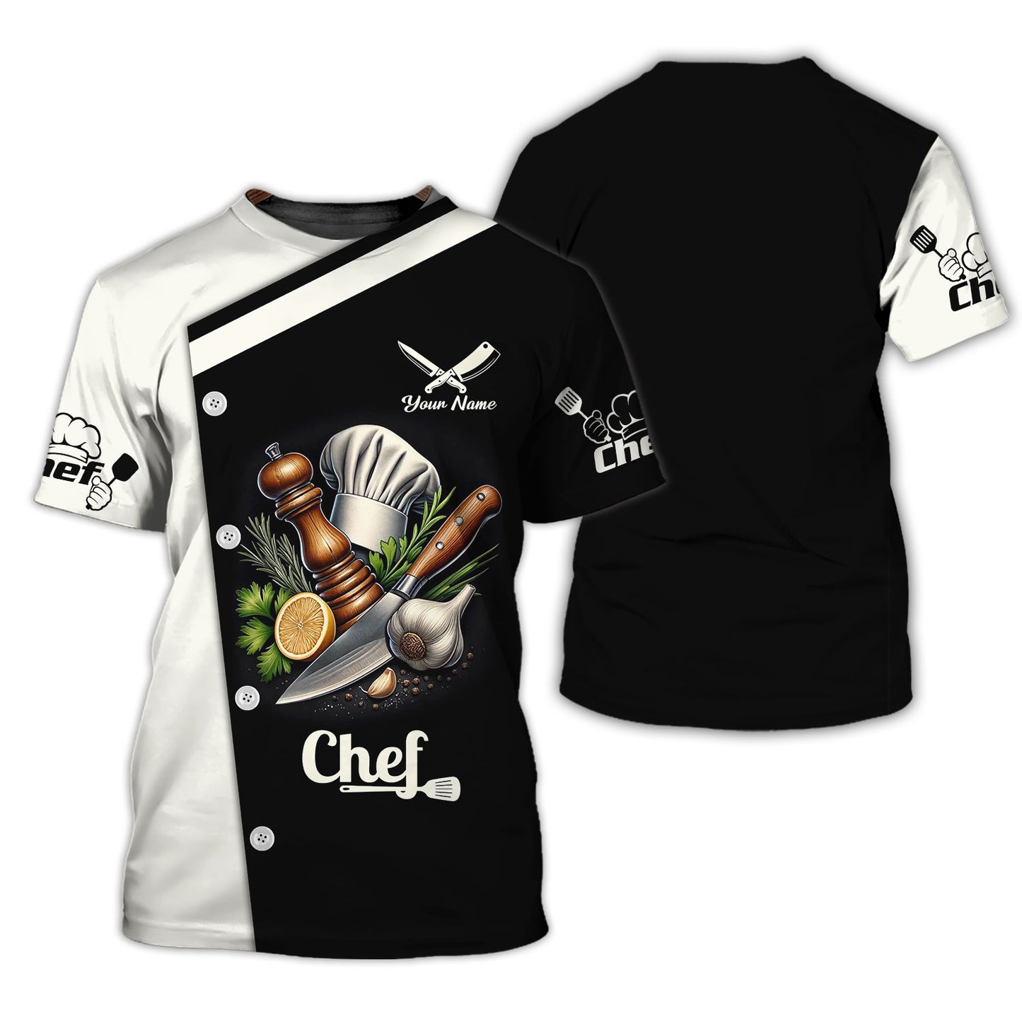 Personalized Chef Shirt - Classic Culinary Tools Design for Cooking Enthusiasts