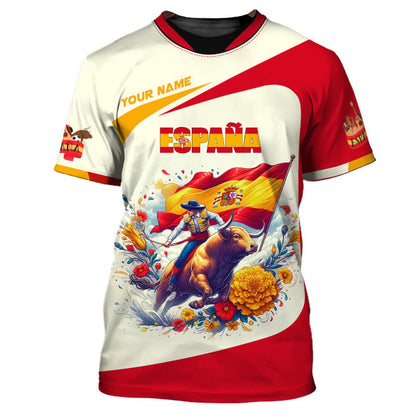 Personalized Spain Pride Shirt - Vibrant Matador and Bull Design for Spain Lovers