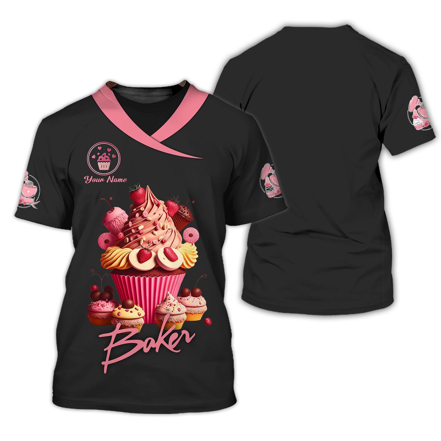 Personalized Baker Shirts - Luscious Cupcake and Berry Design for Dessert Lovers