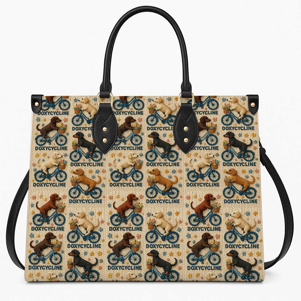 Dachshund Doxycycline Bicycle Handbag - Funny Dog Mom Tote Bag - Cute Dachshund Gift for Women - Unique Dog Lover Purse