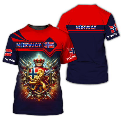 Love Norway 3D Full Print Shirt Personalized Name Gift For Norway Lovers