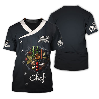 Chemise de chef personnalisée - Arrangement élégant d'épices et d'herbes pour les professionnels de la cuisine