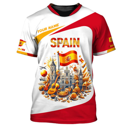 Personalized Spain Pride Shirt - Cultural Landmarks and Festivities Design for Spain Enthusiasts