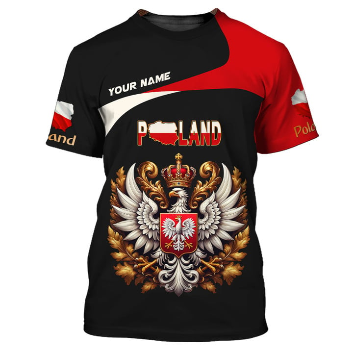 Personalized Poland Pride Shirt - Crowned White Eagle Crest