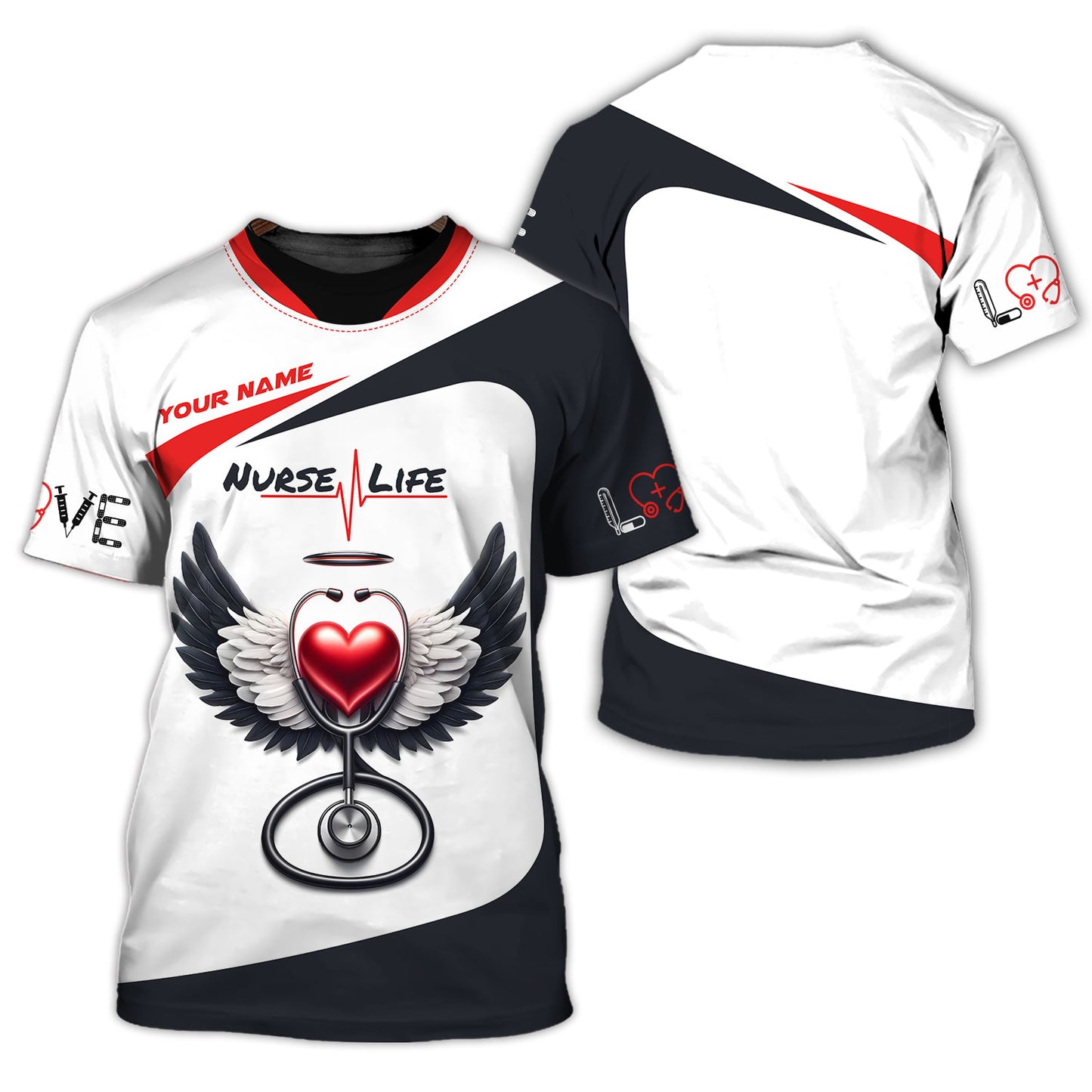 Personalized Nurse Shirt - Heart and Healing Hands