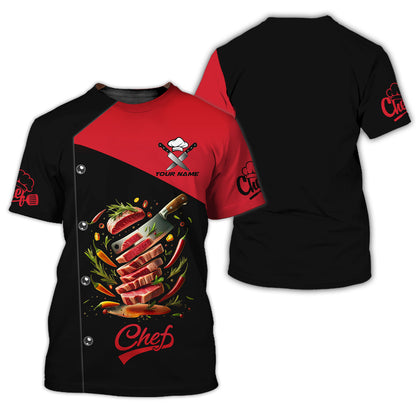 Personalized Chef Shirts - Bold Steak Cut Design for Grill Masters