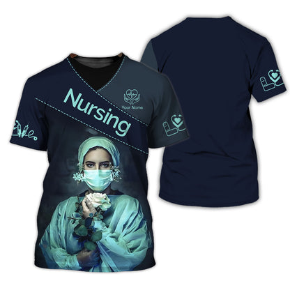 Personalized Nurse Shirt - Elegant Floral Elegance Meets Professional Pride