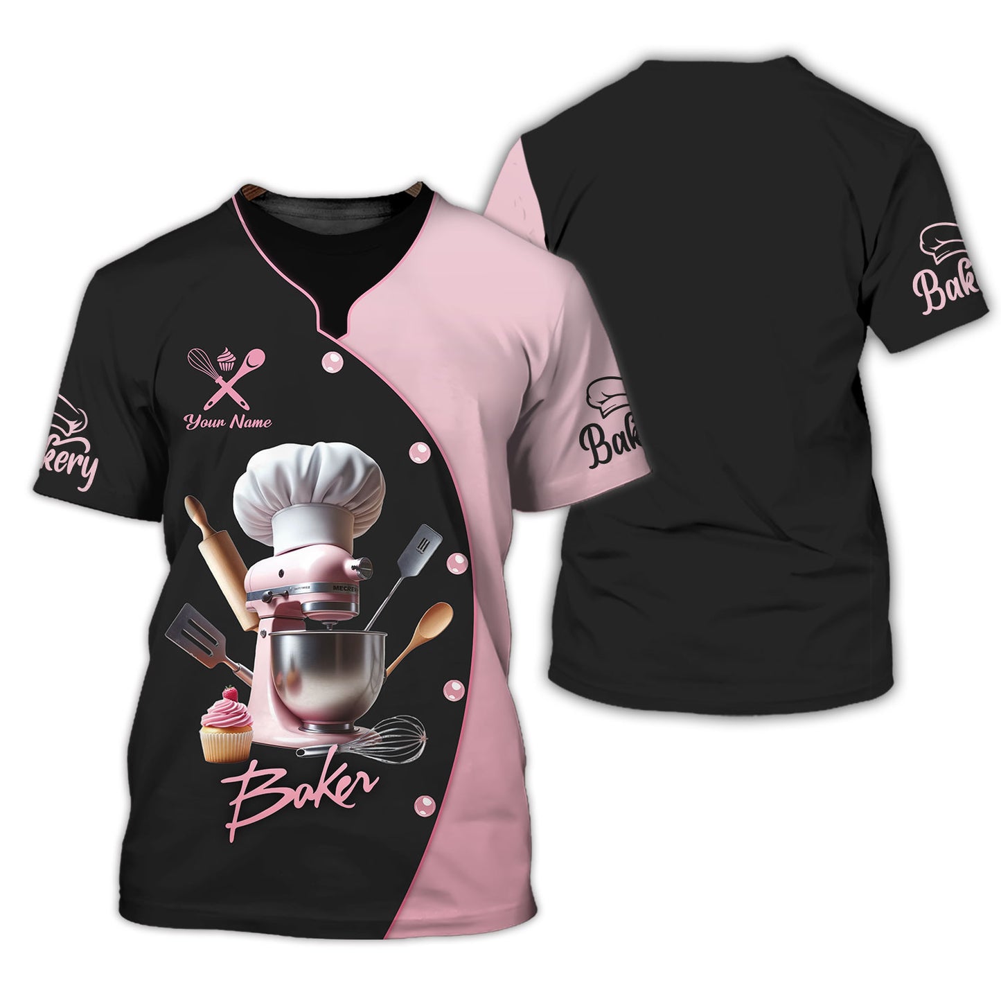 Personalized Baker Shirts - Stylish Mixer and Cupcake Design for Baking Aficionados