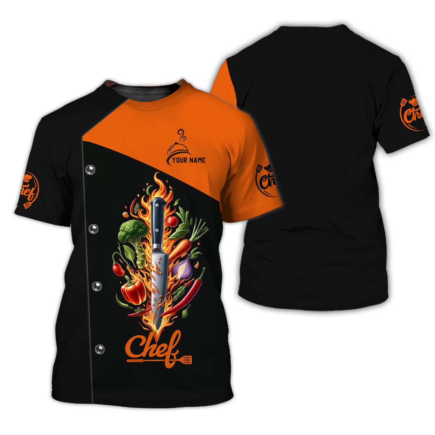 Personalized Chef Shirt – Fiery Flavors and Fresh Produce Blend