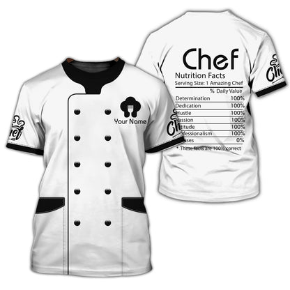 T-shirt de chef personnalisé - Informations nutritionnelles du chef