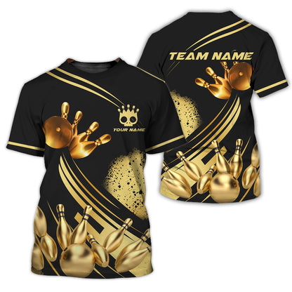 Personalized Bowling Team Shirt - Strike in Golden Style