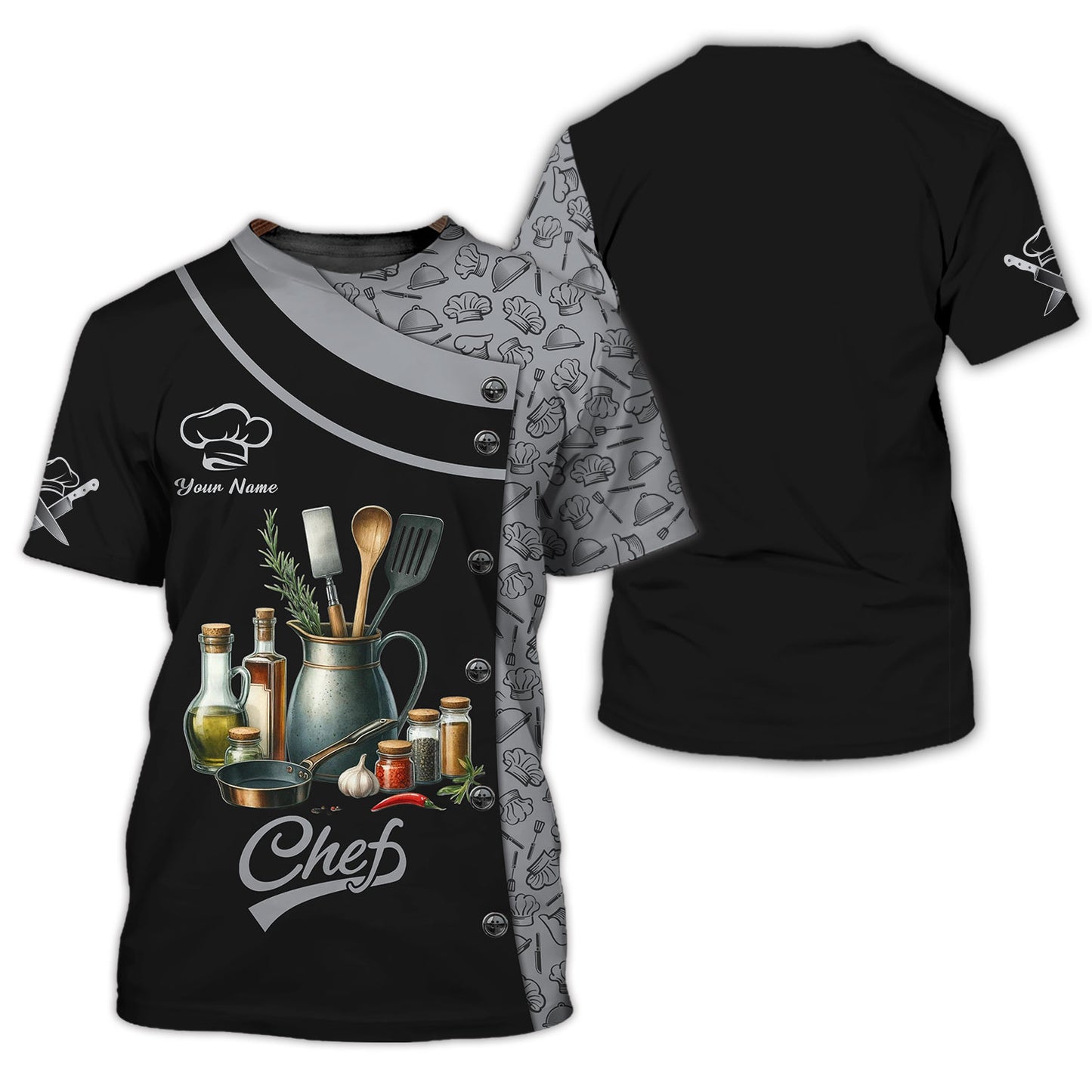 Personalized Chef Shirts - Classic Cooking Tools Design for Gourmet Chefs