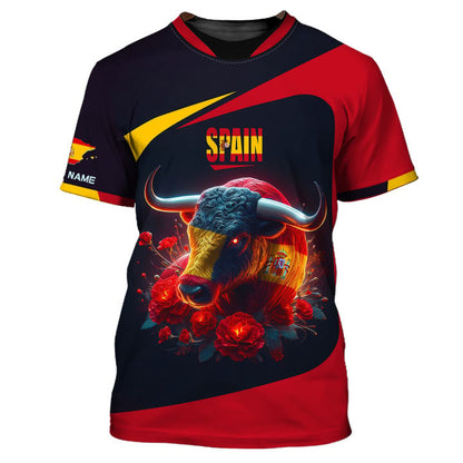 Camiseta personalizada Orgullo de España - Toro ardiente y rosas