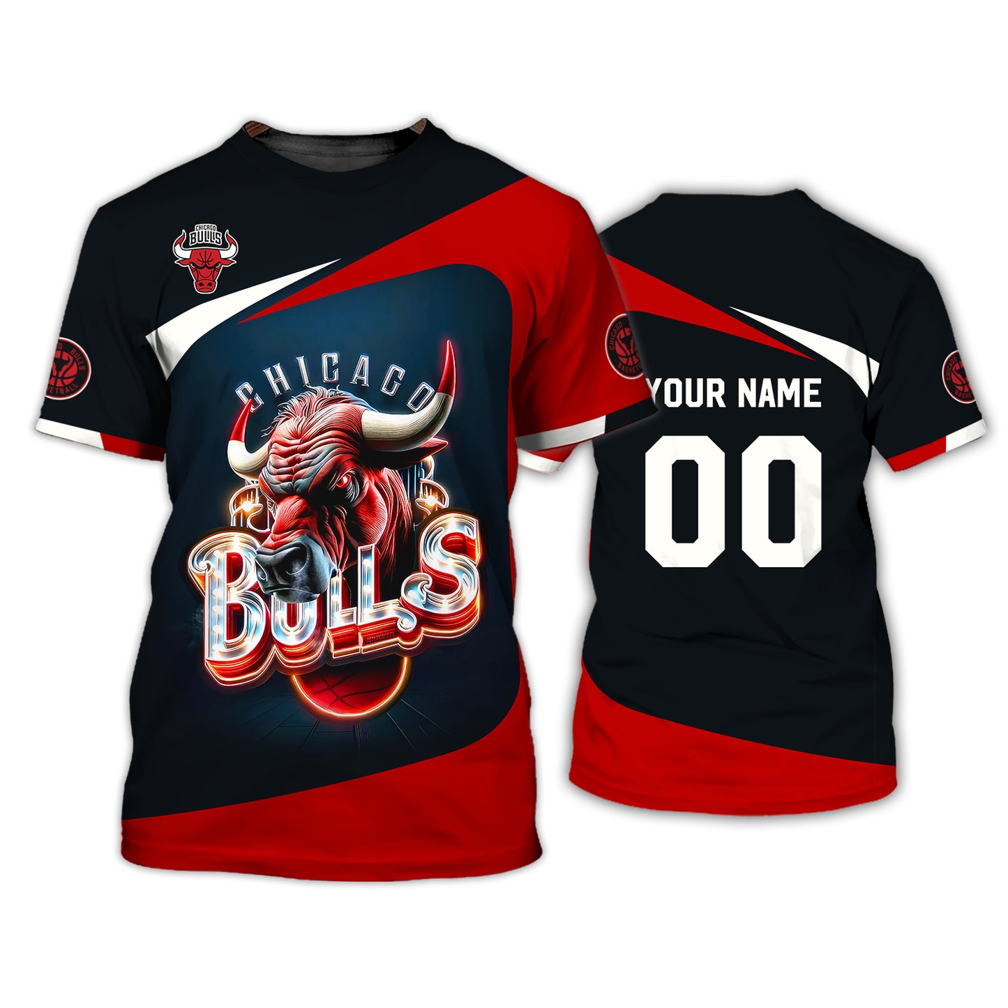 Camisetas personalizadas de la NBA Camiseta 3D para amantes de los Chicago Bulls Regalo para jugadores de baloncesto