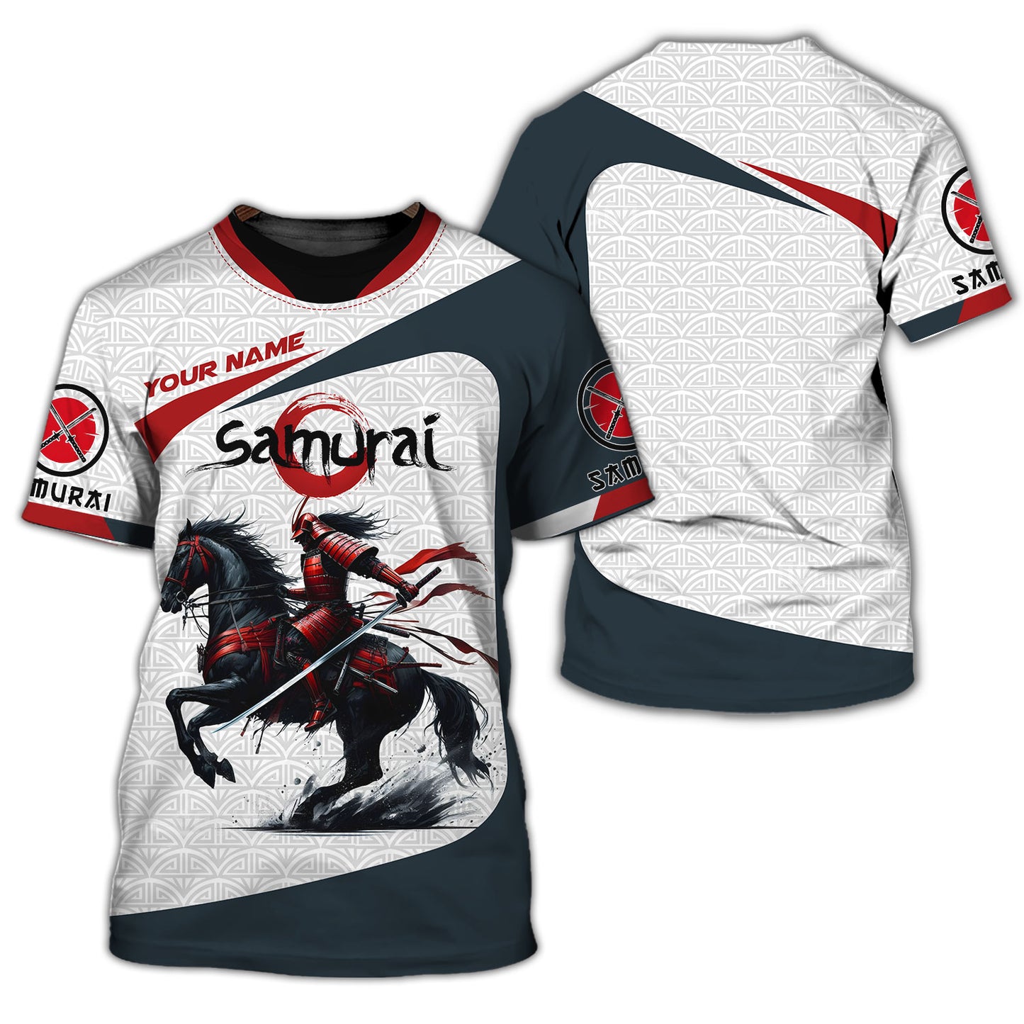 T-shirt personnalisé de guerrier samouraï - Motif à cheval dynamique