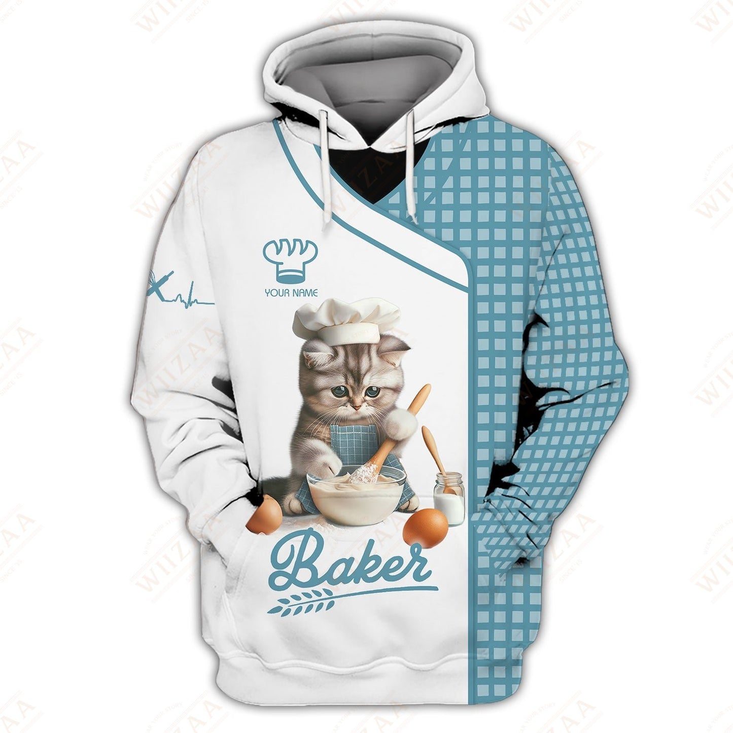 T-shirt de boulanger personnalisé - Motif de boulanger fantaisiste avec chat | Vêtements de cuisine uniques pour les amateurs de chats culinaires