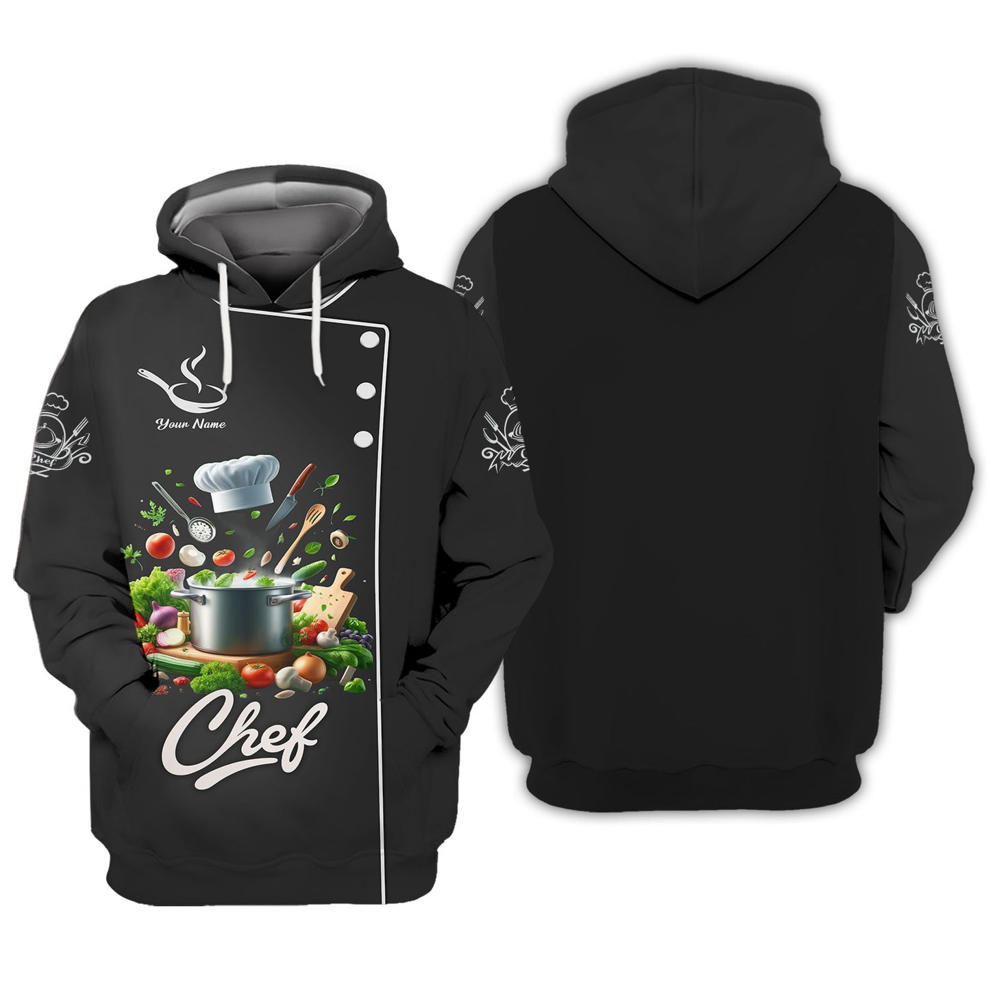 Personalized Chef Shirt - Fresh Gourmet Ingredients Surrounding Pot for Gastronomic Experts