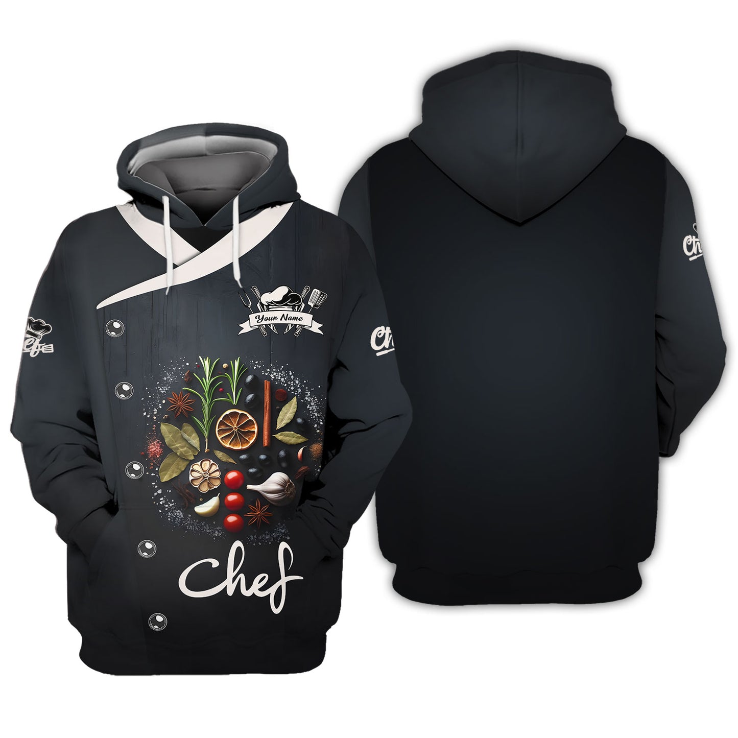 Personalized Chef Shirt - Elegant Spice and Herb Arrangement for Culinary Professionals