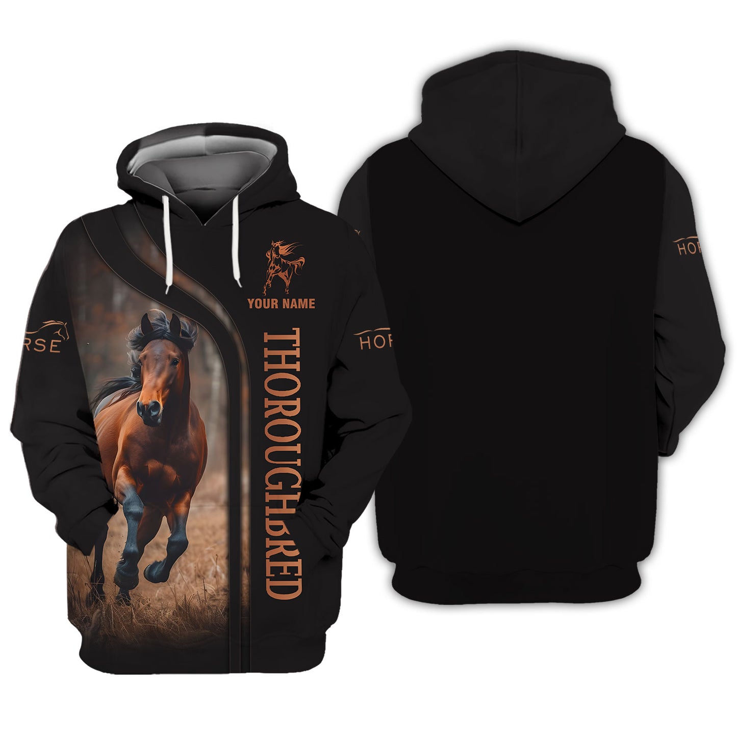 3D Full Print Thoroughbred Horse T-Shirts Personalized Name Gift For Horse Lovers