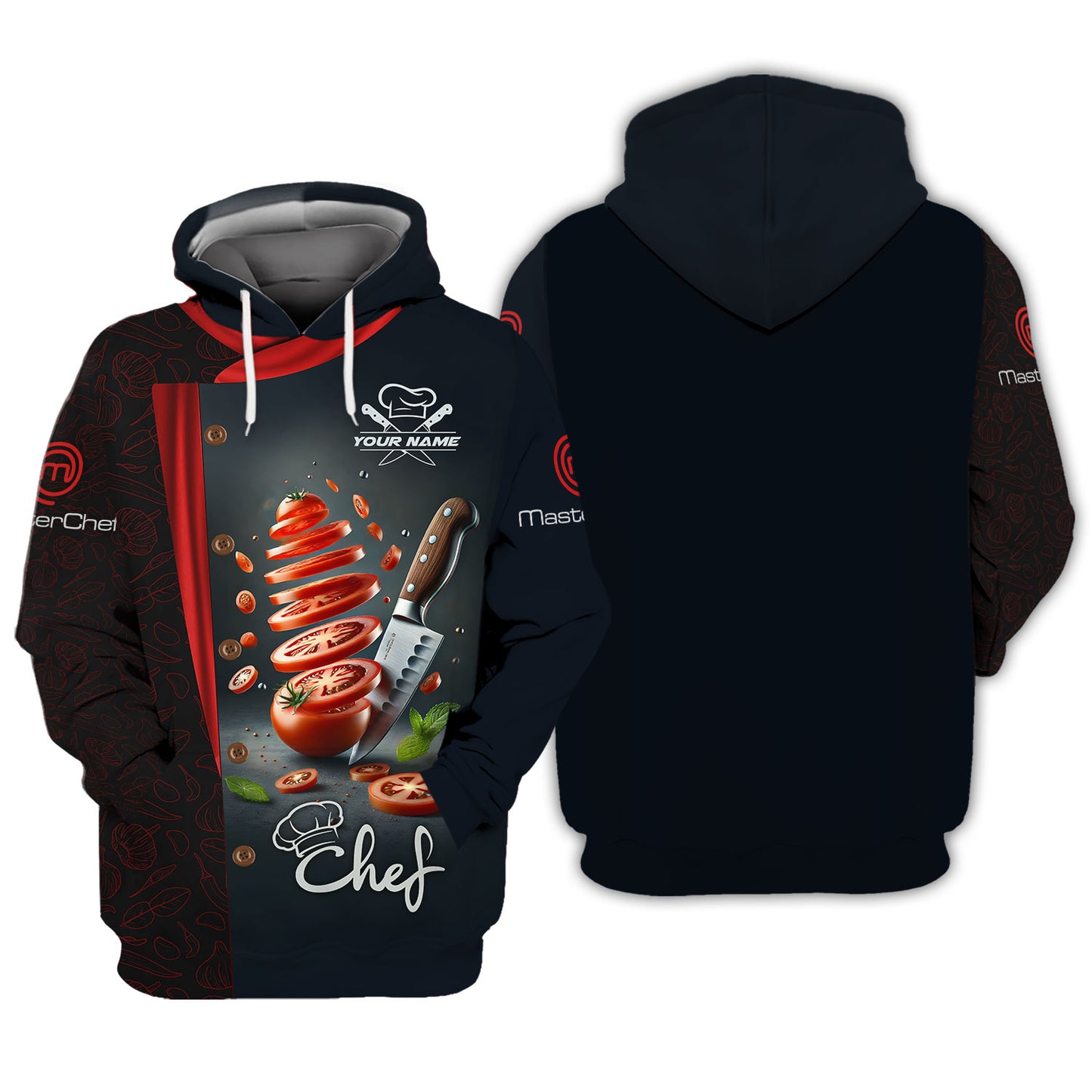 T-shirt de chef de cuisine avec couteau imprimé en 3D, cadeau personnalisé pour les amateurs de chef