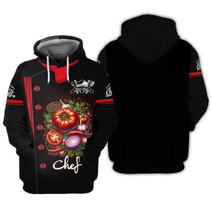 Personalized Chef Shirt - Elegant Tomato and Onion Design for Culinary Experts