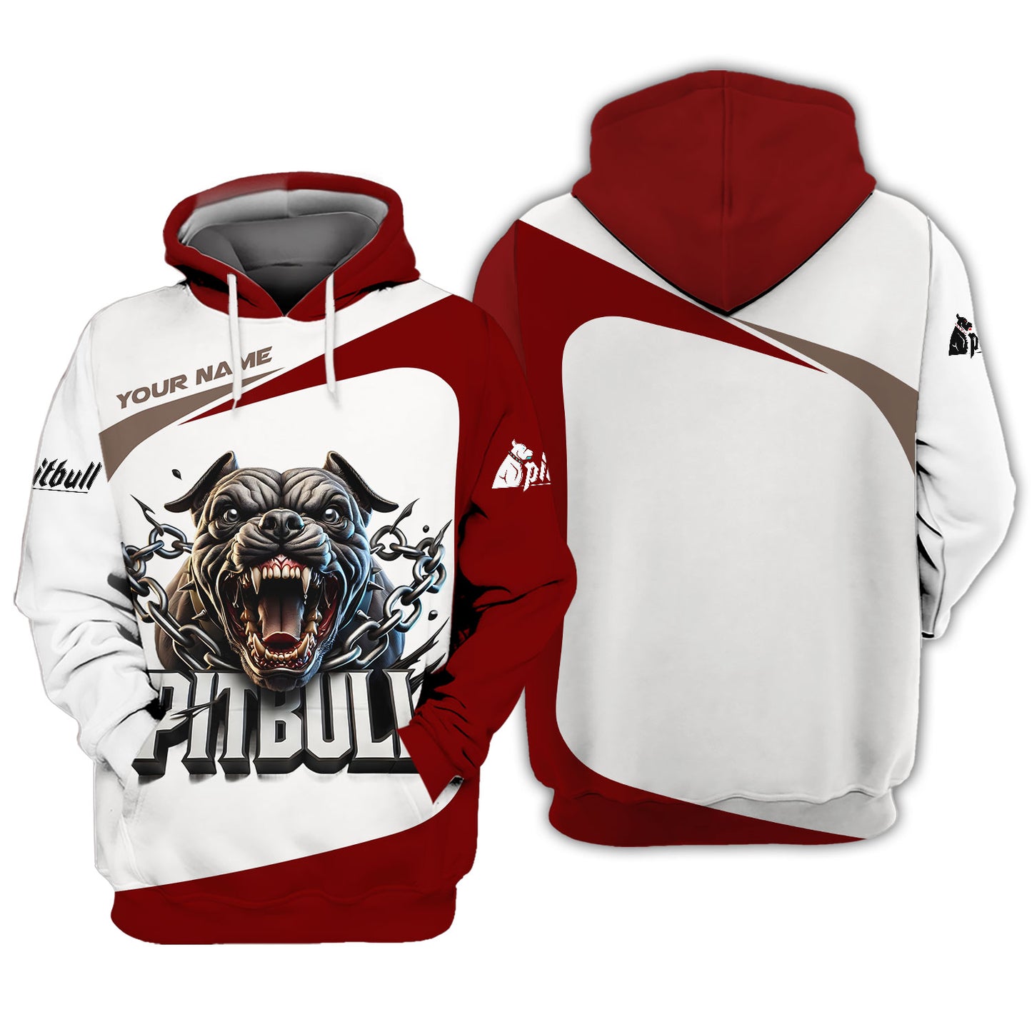 Camiseta Pitbull con colmillos afilados y estampado completo en 3D, regalo con nombre personalizado para amantes de los perros